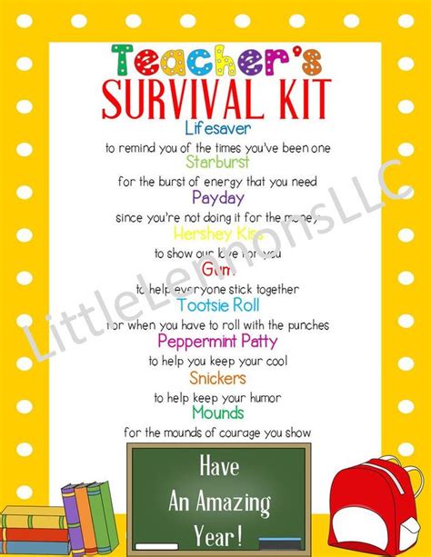 digital  teachers survival kit printable teacher etsy