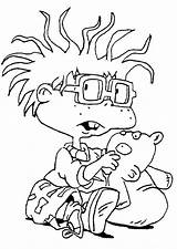 Rugrats Coloring Chuckie Teddy Bear Play sketch template