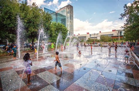 discovery green launches park  dark extends gateway fountain