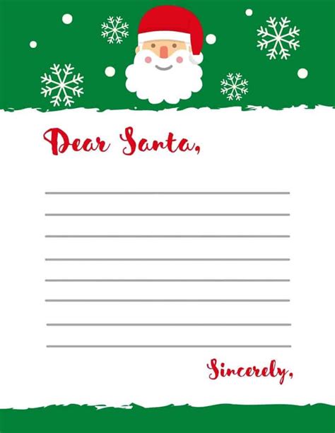 letter  santa template  cute  printable dear santa letters