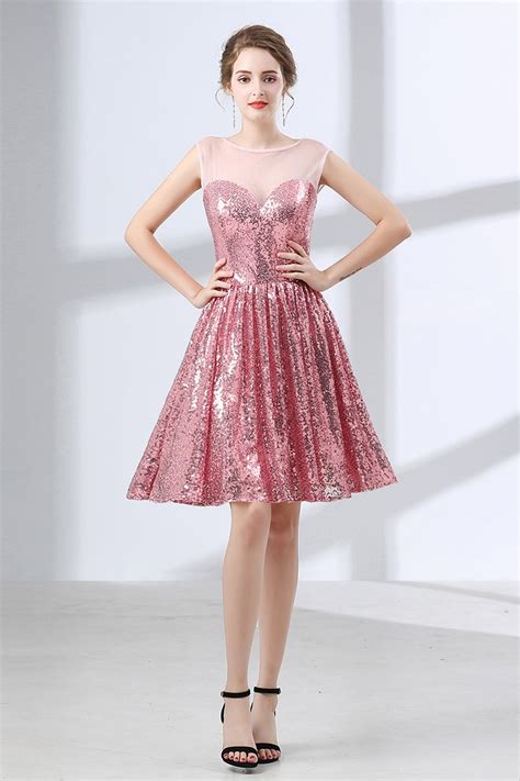 Sparkly Cute Pink Short Homecoming Dress For Senior Girls Ch6660
