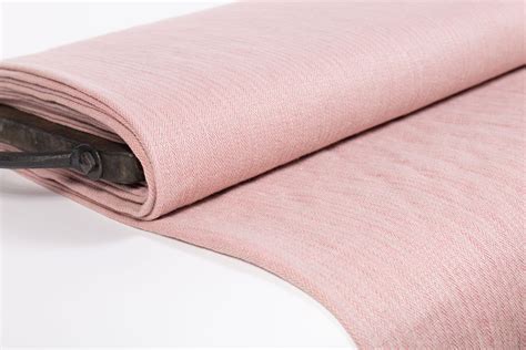 linen fabric pink  gray herringbone pure  washed etsy