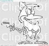 Clip Guitarist Frog Straw Outline Wearing Hat Illustration Cartoon Rf Royalty Toonaday sketch template