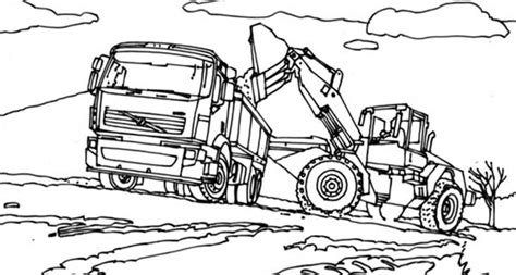 vtn tractor filling truck  dirt  digger coloring page vtn