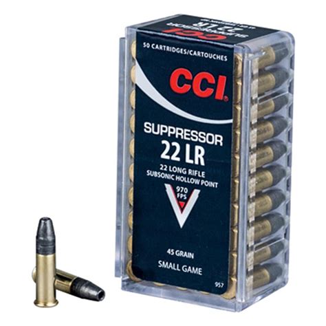 cci suppressor 22lr hp 45 grain 50 rounds 592995 22lr ammo at