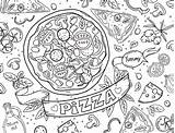 Fond Vecteur Italiens Conception Contour Ingrédients Pizzas Isolés Cuisson Doodle sketch template