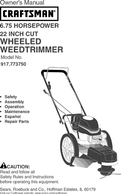 craftsman  user manual high wheel weed trimmer manuals  guides