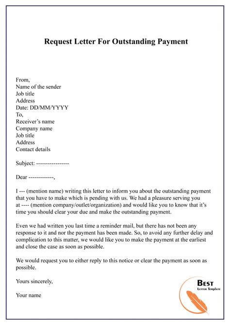 request letter  outstanding payment printable