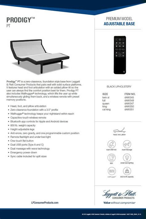 split king size leggett platt prodigy pt  adjustable bed base fast shipping ebay