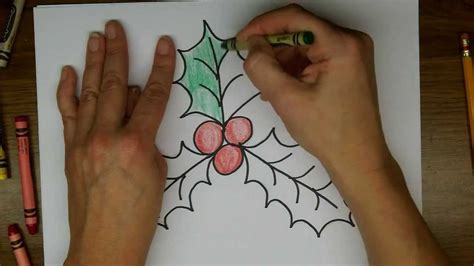 drawing   draw holly  holly berries easy drawing lesson hd