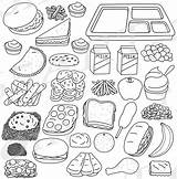 Food Cafeteria Clipart Lunch Tray Build School Set Graphics Foods Meals sketch template
