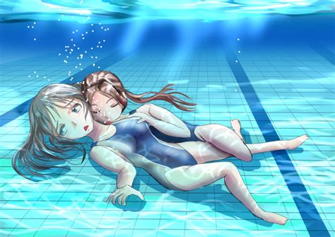 Original 2girls Barefoot Multiple Girls Swimsuit Underwater Yuri