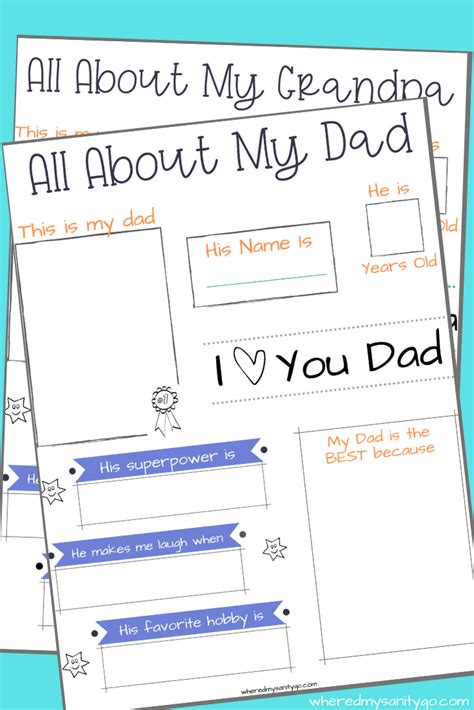 dad  printable fathers day page  kids
