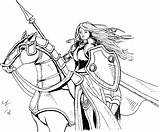 Coloring Pages Warrior Medieval Princess Woman Knight Archer Book Books Female Manga Sucker Women Colouring Drawings Color Sketch Armor Gathering sketch template