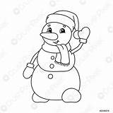 Snowman Coloring Christmas Book Kids Vector Hat Crushpixel Stock Scarf Isolated Contour Waving Silhouette Character Illustration Cartoon Background sketch template