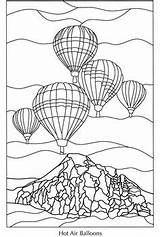Coloring Pages Air Hot Stained Glass Balloon Pattern Book Ballons Sheets Patterns Colouring Balloons Dover Splendor Publications Nature Adults Color sketch template