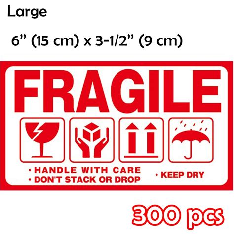 Shipping Box Warning Stickers Label Large Fragile Handle With Care
