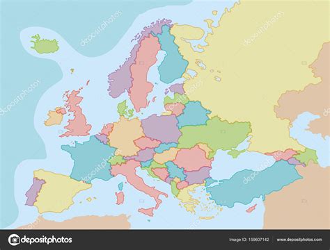 Mapa Político Da Europa Com As Cores E As Fronteiras De