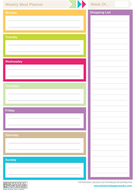 printable weekly planners  calendar template site