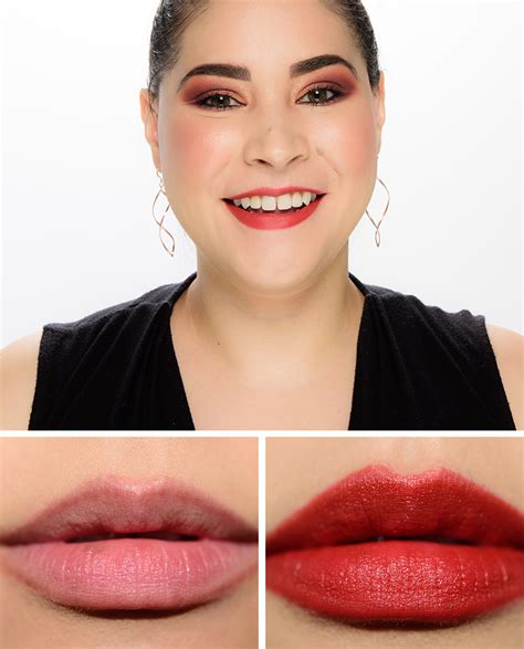 mac devoted  chili mandarin  style shocked powder kiss lipsticks reviews swatches