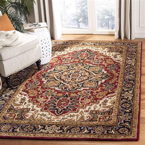 safavieh classic collection clb handmade traditional oriental red  navy wool area rug