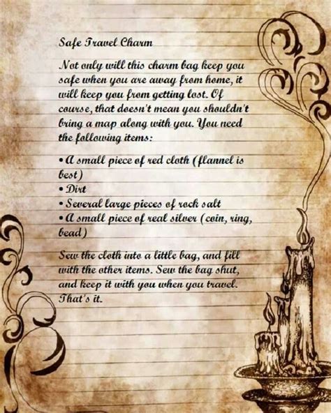 Safe Travel Charm Charmed Book Of Shadows Paganism Spells