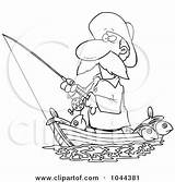 Fisherman Cartoon Outline Boat Standing His Clip Royalty Toonaday Illustration Clipart Fishing Rf Leishman Ron Poster Print Small Clipartof sketch template