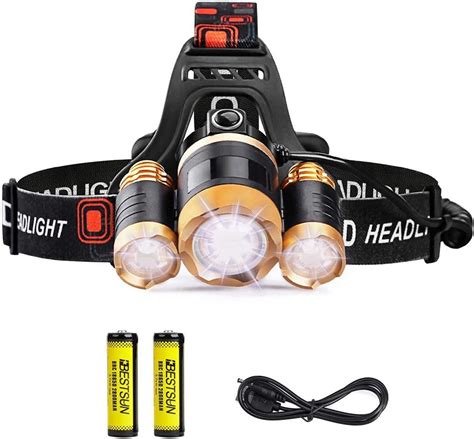 led head torch usb rechargeable super bright  lumens powerful headlamp flashlight zoomable