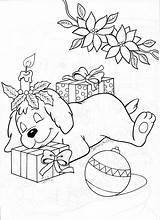 Christmas Coloring Pages Puppy Presents Printable Sheets Natale Book sketch template