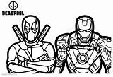 Coloring Deadpool Pages Superhero Ironman Printable Kids sketch template