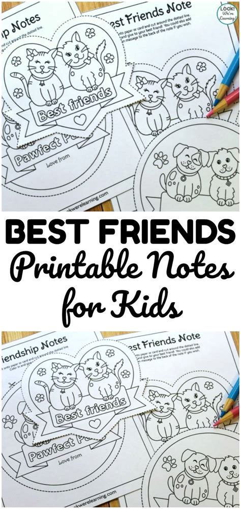 friends printable friendship cards  kids  friend notes