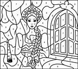 Coloring Number Princesses Teenagers Difficult Coloritbynumbers Mermaid Designlooter sketch template