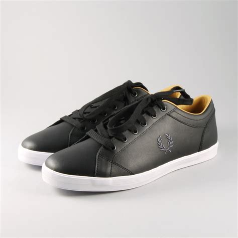 fred perry baseline leather black