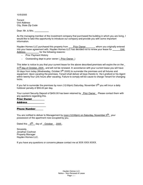 nonrenewal of lease letter free printable documents