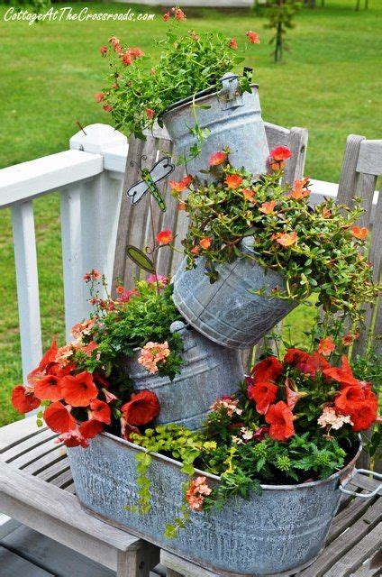 topsy turvy galvanized buckets recycled garden diy planters outdoor