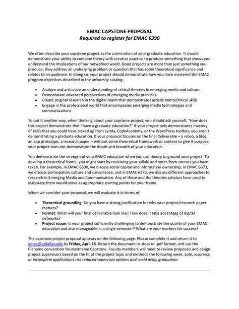 emac capstone proposal required  register  emac