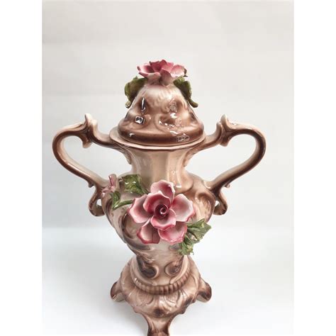 capodimonte italian lidded vase   vase lidded hand decorated