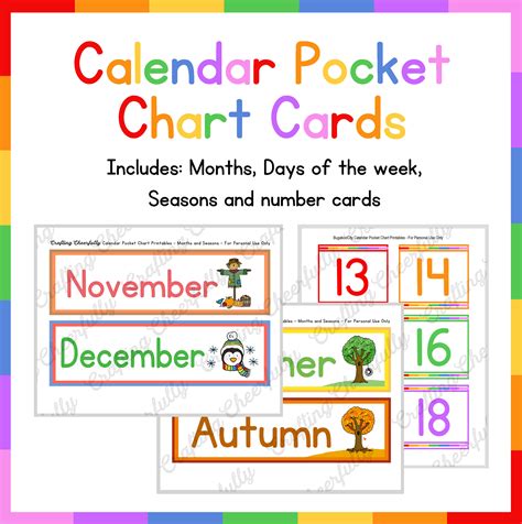 printable calendar numbers  pocket chart calendar printables