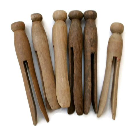 vintage weathered wood clothespins set