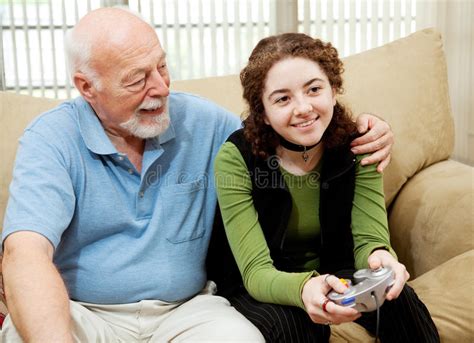 grandpa bonds with teen stock image image of retired