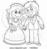 Coloring Wedding Couple Hands Outline Holding Pages Clipart Clip Illustration Drawing Vector Royalty Visekart Printable Colouring Couples Books Book Dinosaur sketch template