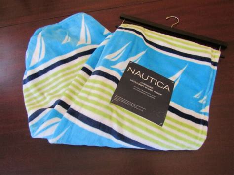 nautica blanket throw  nwt stripes  sails blue green ebay