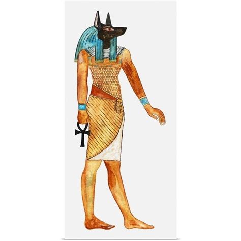 illustration of ancient egyptian god of the dead anubis holding symbol