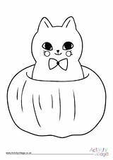 Colouring Pumpkin Cat Halloween Pages Bottle sketch template