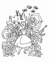 Wonderland Coloring Pages Alice Printable Speaking Flowers Kids sketch template