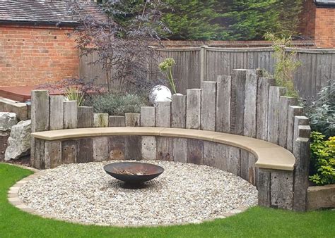 hardwood railway sleeper seating area