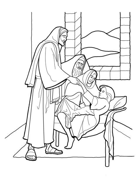 jesus raises jairus daughter coloring pages