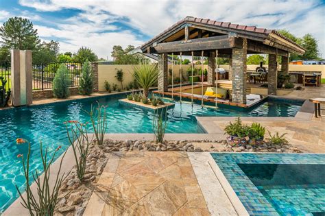 gilbert arizona luxury pool  gourmet outdoor kitchen  premier paradise