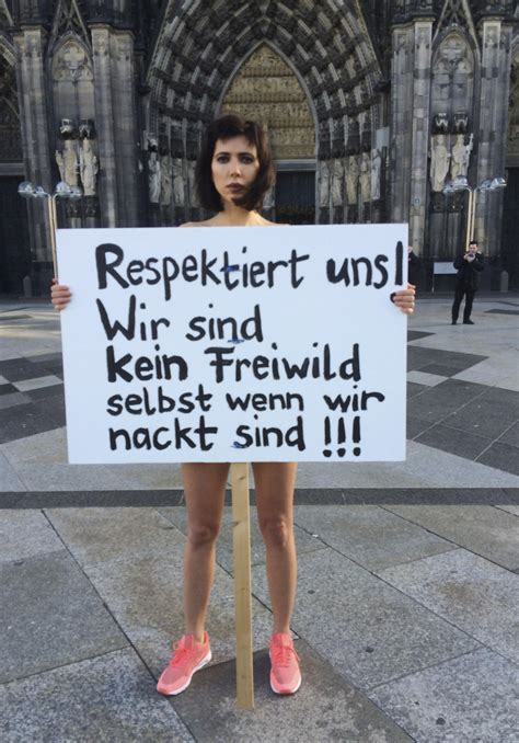 cologne sex attacks naked artist mila moiré protests against new year s eve assaults the