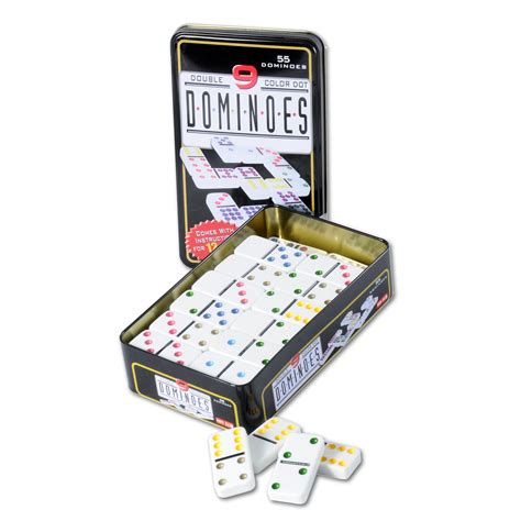 domino spel dubbeldouble   blik en  gekleurde stenen bordgamesnl